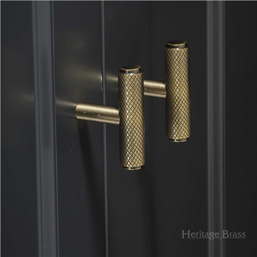 Heritage Brass Cabinet Knob Knurled T-Bar Design 45mm Antique