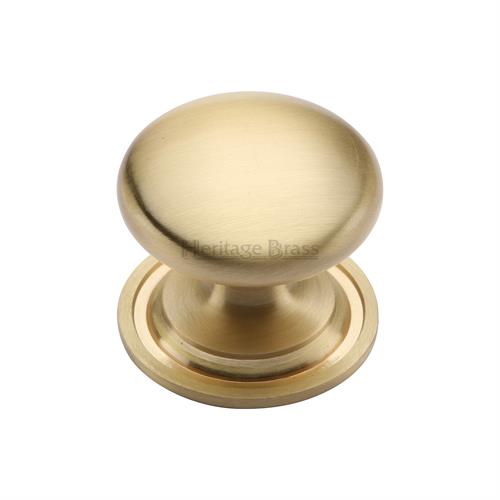 Heritage Brass Cabinet Knob Stepped Disc Design with Rose 38mm